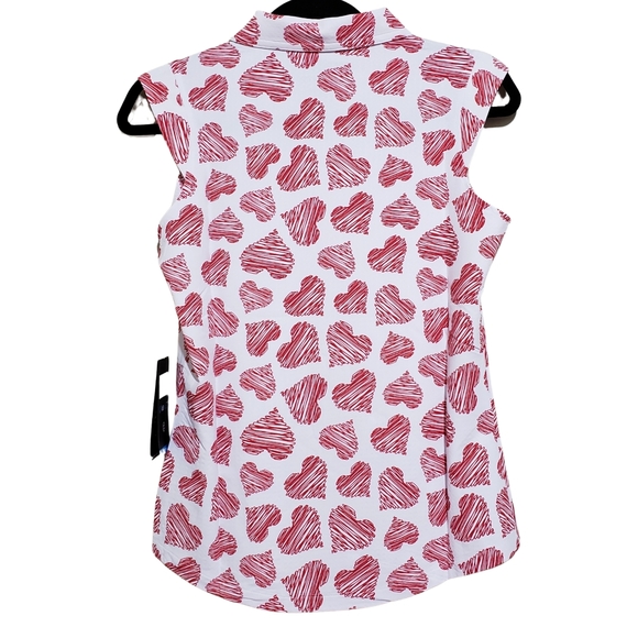 IBKUL Women's Scribble Heart Printed Polo Shirt Small NWT - Picture 2 of 2